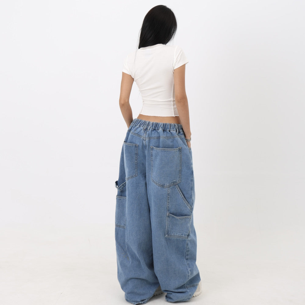 BLINGGIRLS Dancing Girl Jeans American Street Wide Leg Loose Hot Girl Washed Jeans image 6
