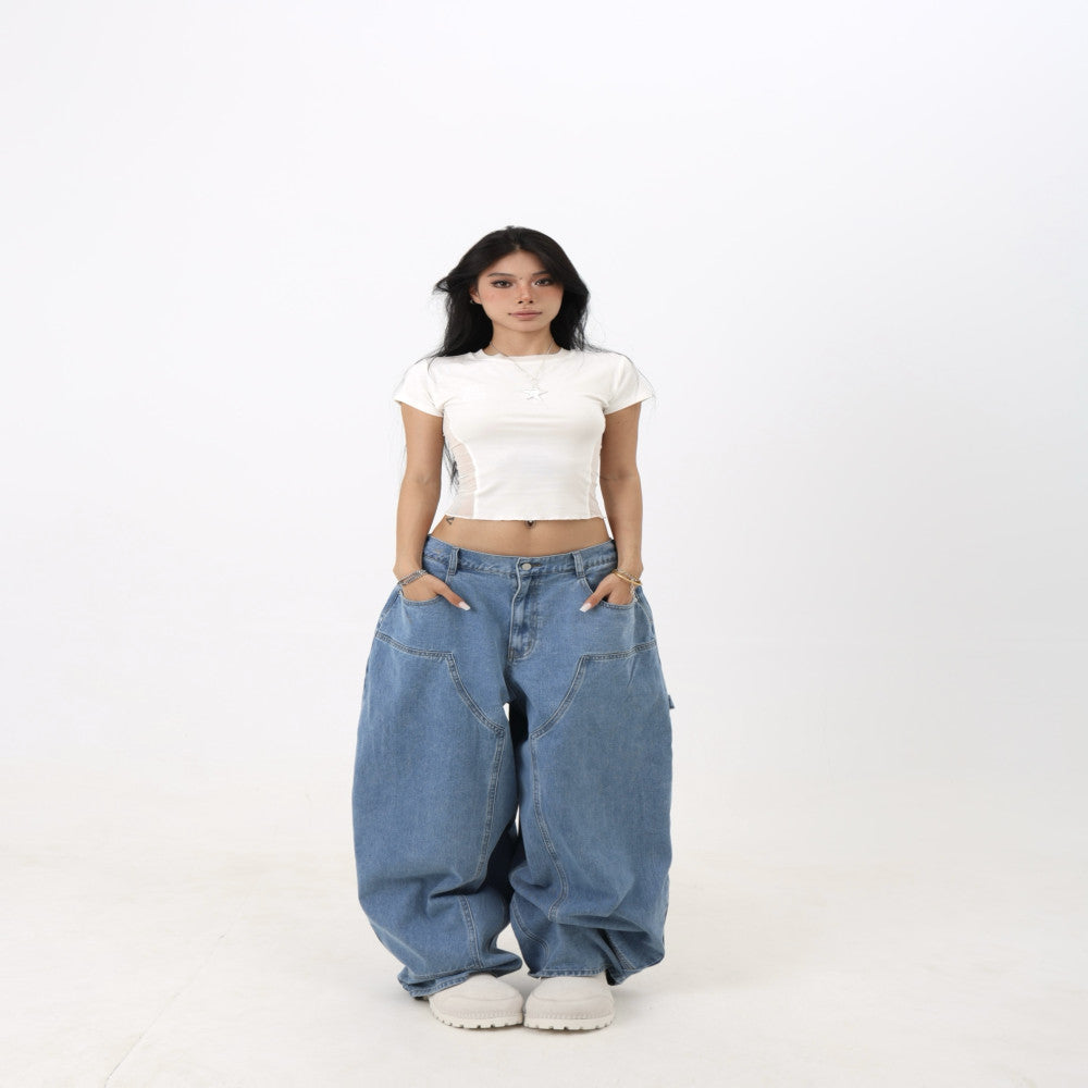 BLINGGIRLS Dancing Girl Jeans American Street Wide Leg Loose Hot Girl Washed Jeans image 1