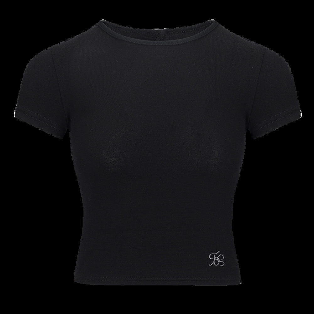 OFFSOUL original LOGO embroidery back hollow lace up BABY hot girl short sleeved T shirt female summer backless top Many people commented texture and comfort Over 3 000 people added to cart image 15