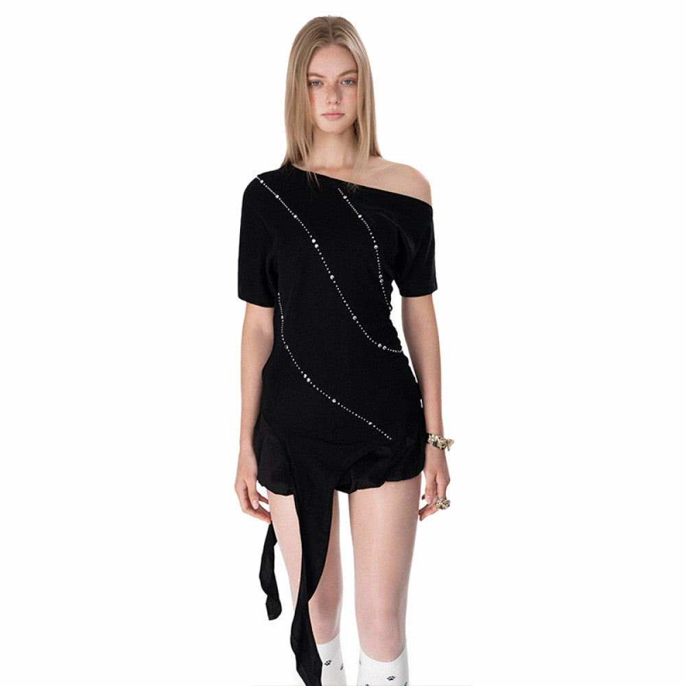 OFFSOUL original European and American rivet hot drilling niche design tie up heavy industry short sleeved T shirt women s summer hot girl top image 4