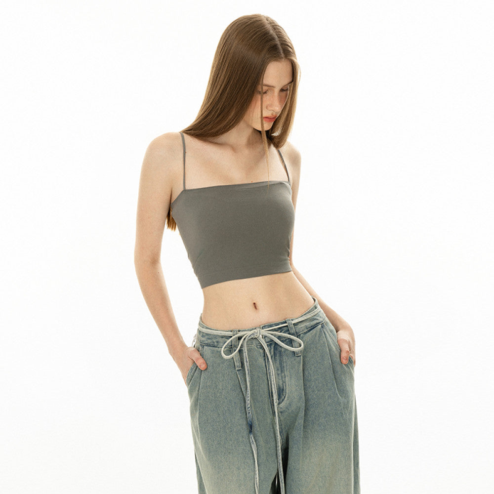 European and American spicy girl slim fit suspender short style for wearing on the outside and wearing on the inside with a small vest for women to wear in summer with a chest wrapped top for wearing on the inside