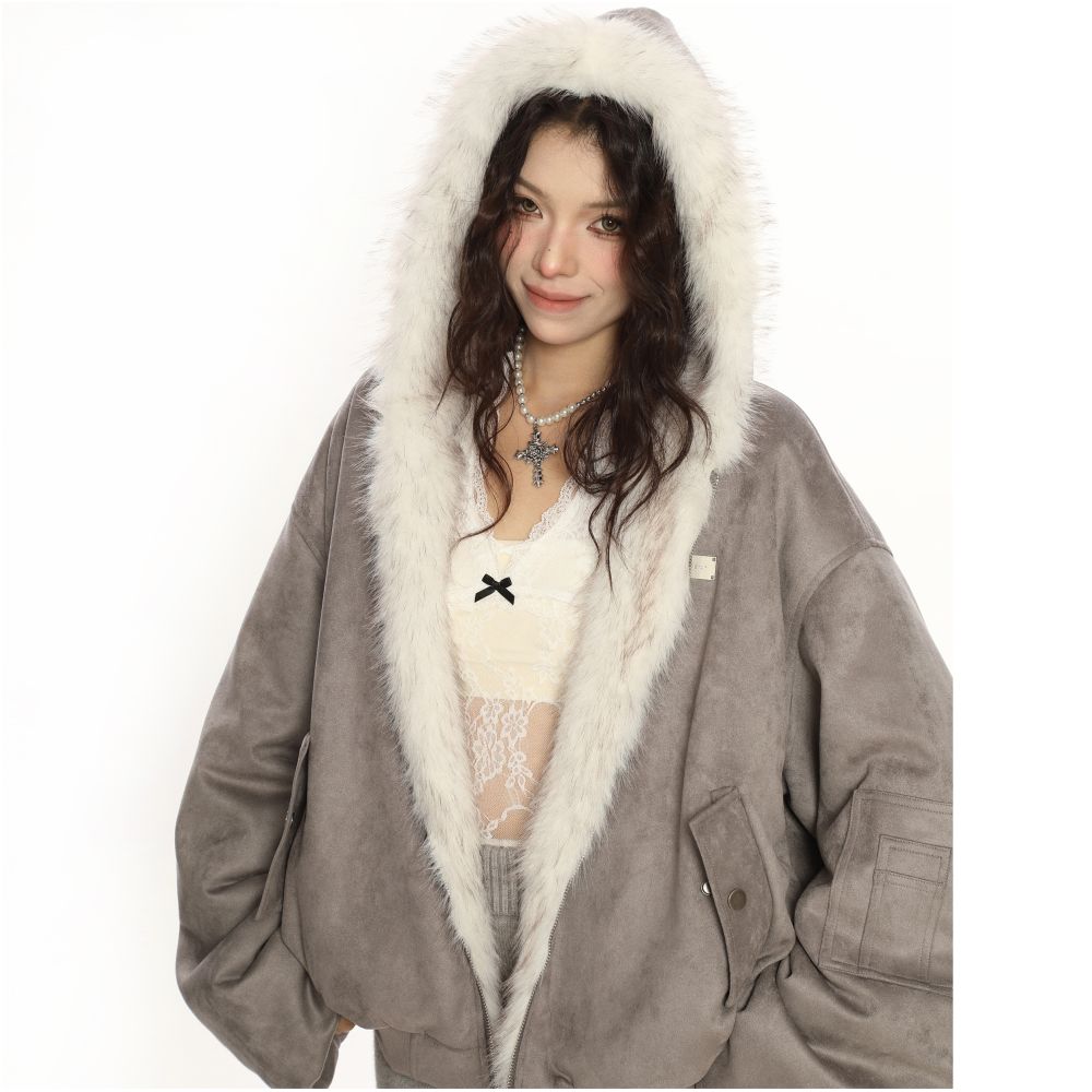 BIGGOLD suede double sided environmentally friendly fur cotton jacket for women s winter thick and warm flight jacket trendy image 5