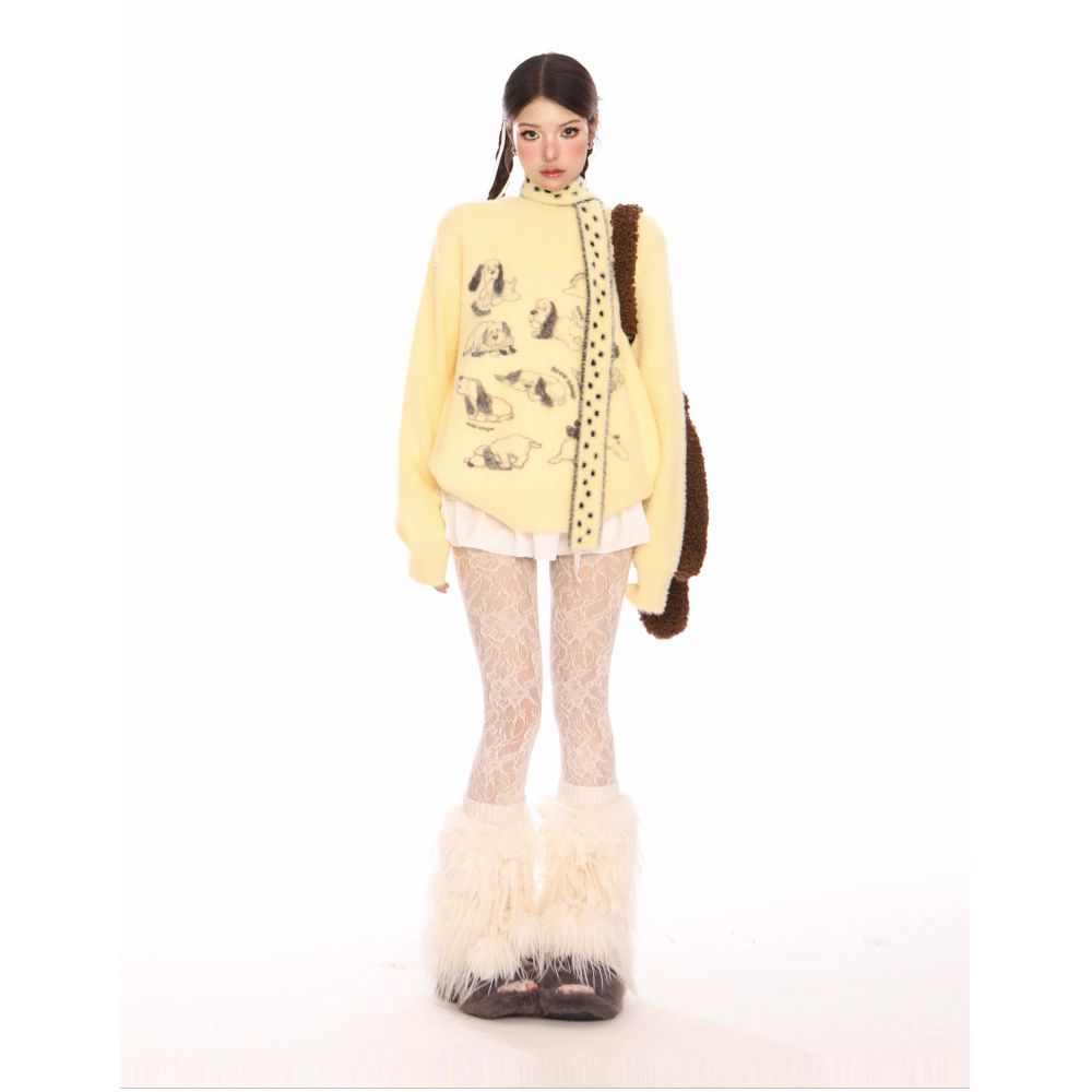 Biggold fun puppy Ma Hai Mao soft glutinous sweater female autumn and winter lazy style high end milk FUFU bib image 5