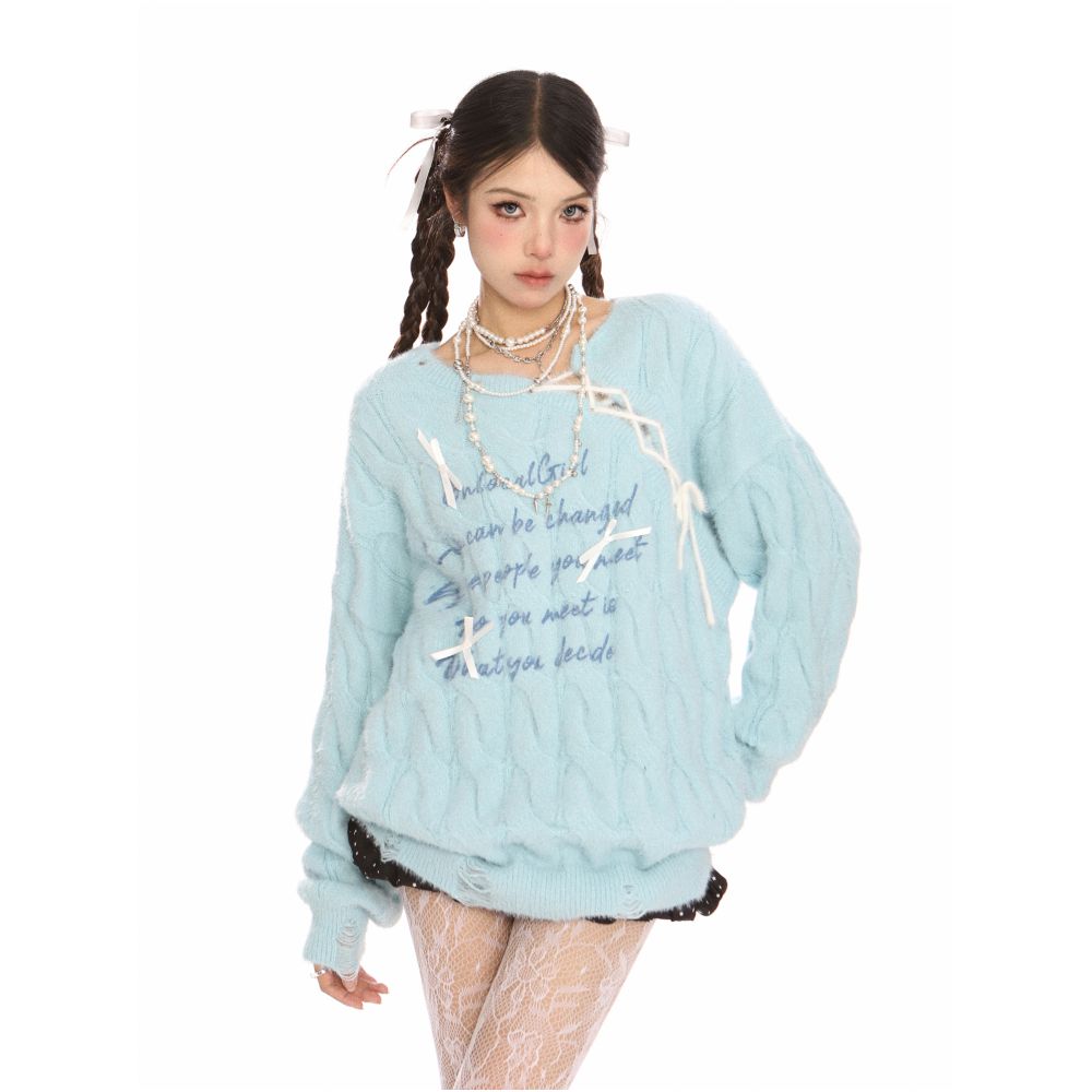 VEYBE Korean atmosphere sense letters sweater