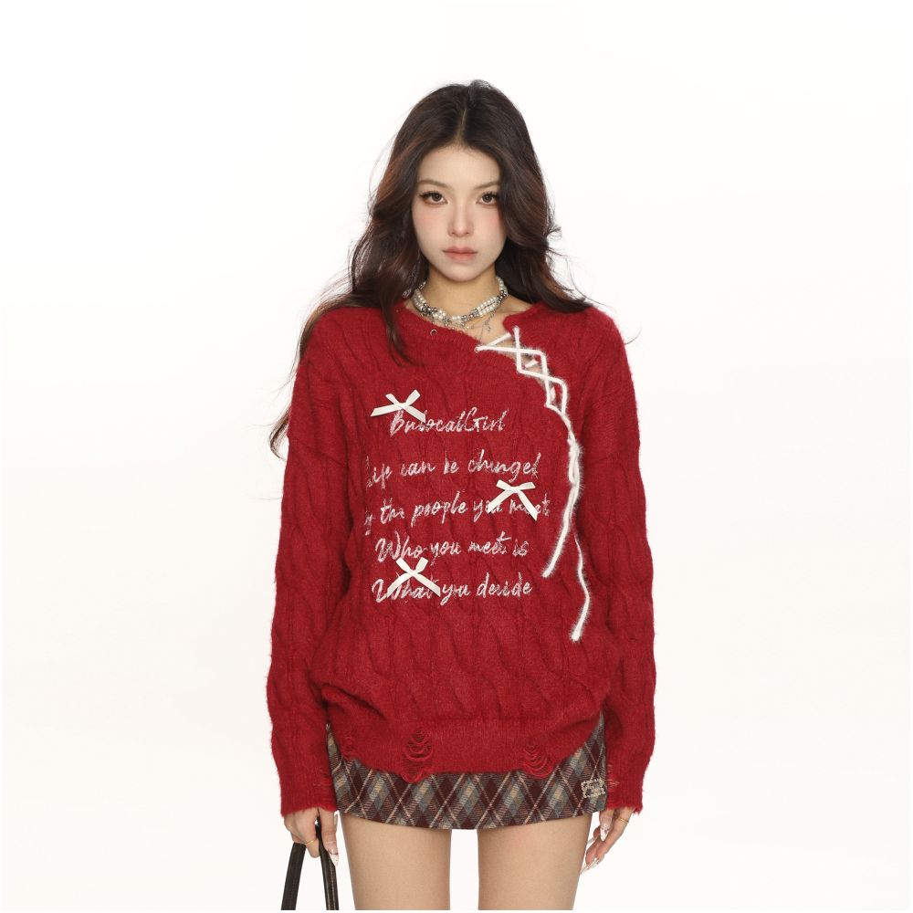 VEYBE Korean atmosphere sense letters sweater