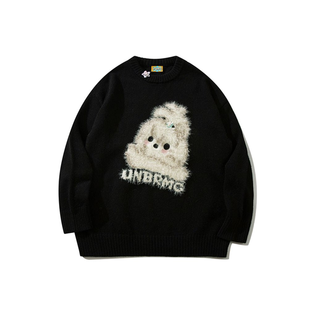 BIGGOLD American New Year Plush Cute Dog Red Sweater Women s Autumn Winter Couple Round Neck Knitted Sweater Top image 11