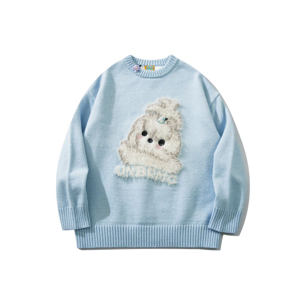 BIGGOLD American New Year Plush Cute Dog Red Sweater Women s Autumn Winter Couple Round Neck Knitted Sweater Top image 16