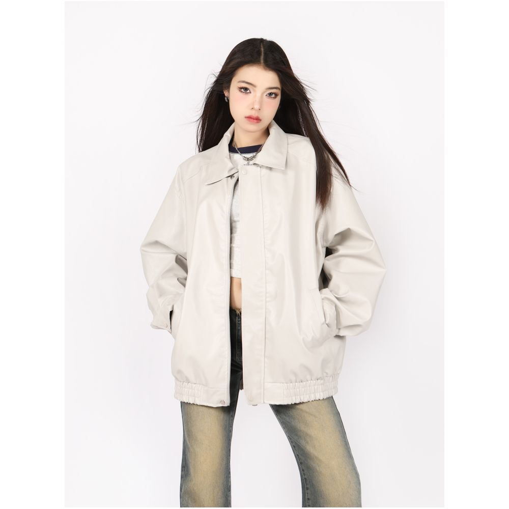 BIGGOLD Brown Leather Jacket Women s Autumn Cotton Jacket with Cotton Clip Motorcycle Collar American Retro PU Couple Jacket image 24