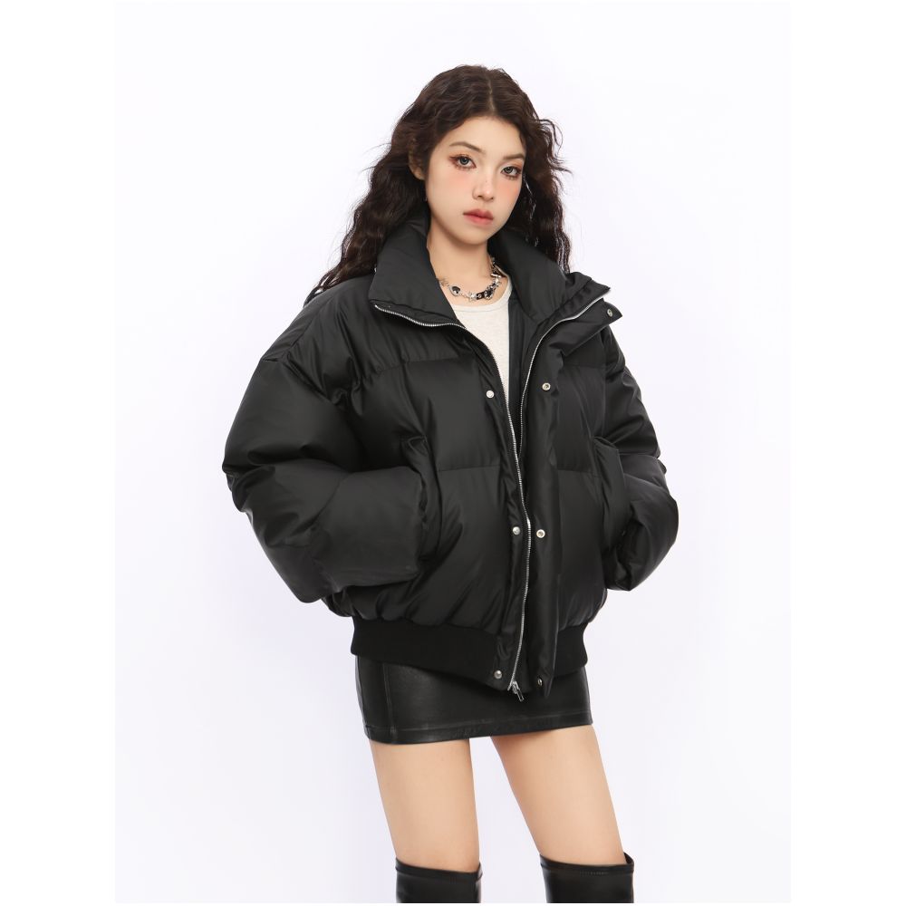 BIGGOLD American style stand up collar design short cotton jacket women s winter high end feel thick couple s bread jacket image 2