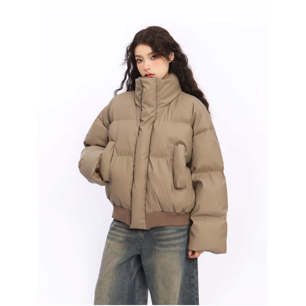 BIGGOLD American style stand up collar design short cotton jacket women s winter high end feel thick couple s bread jacket image 0