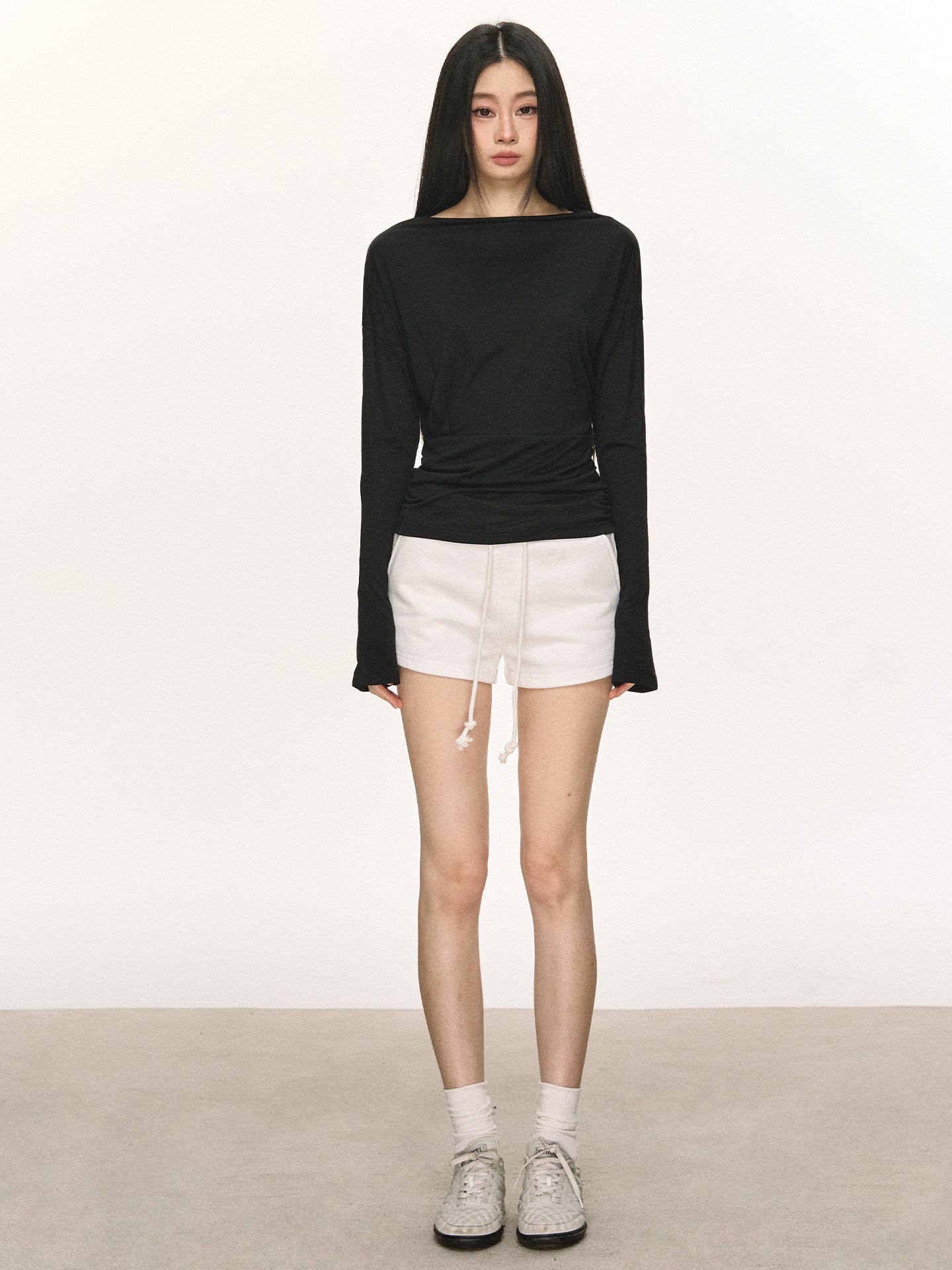 Cross-Shoulder Long-Sleeve T-Shirt