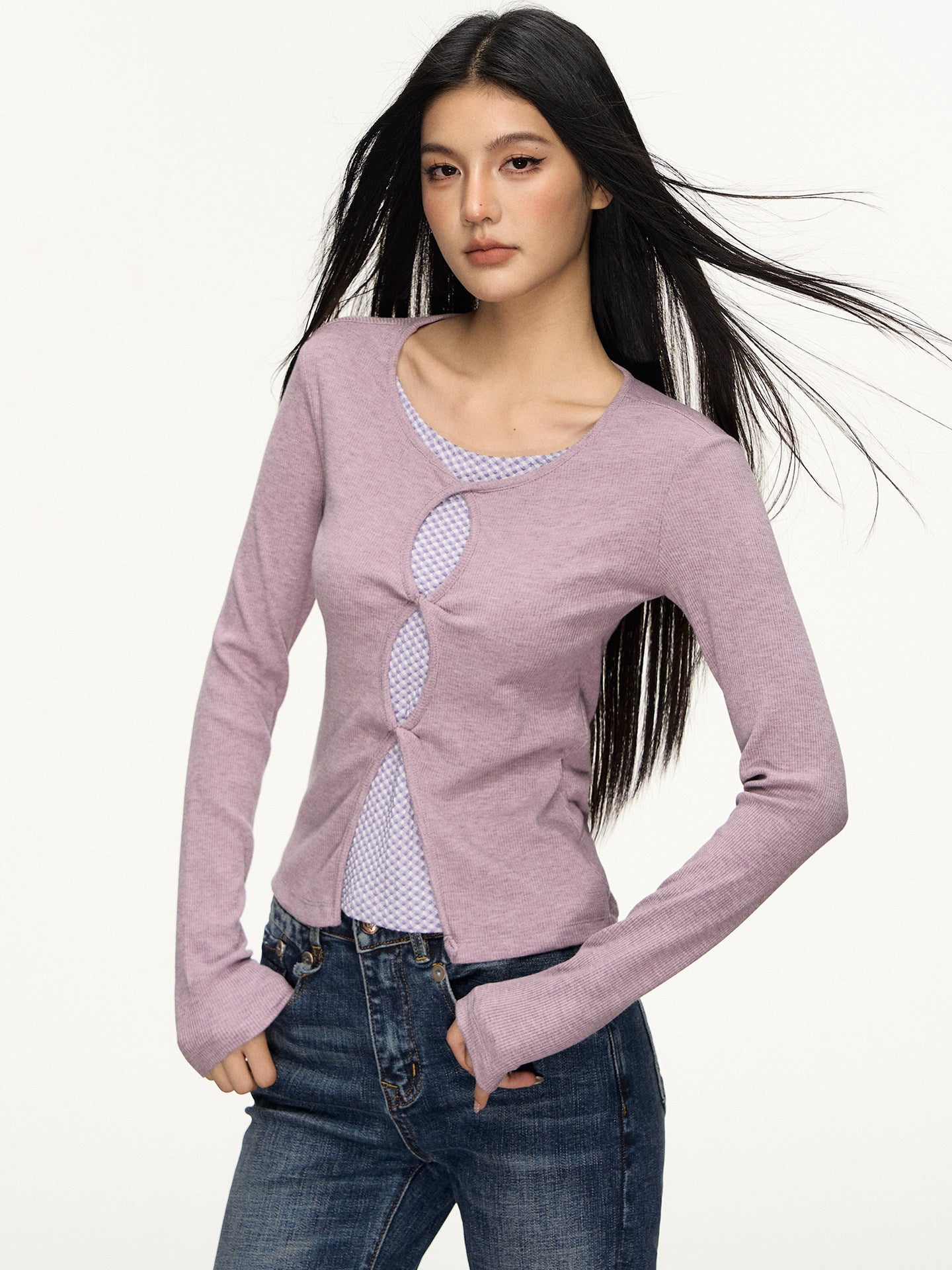 Color-Block Plaid Two-Piece Shirt