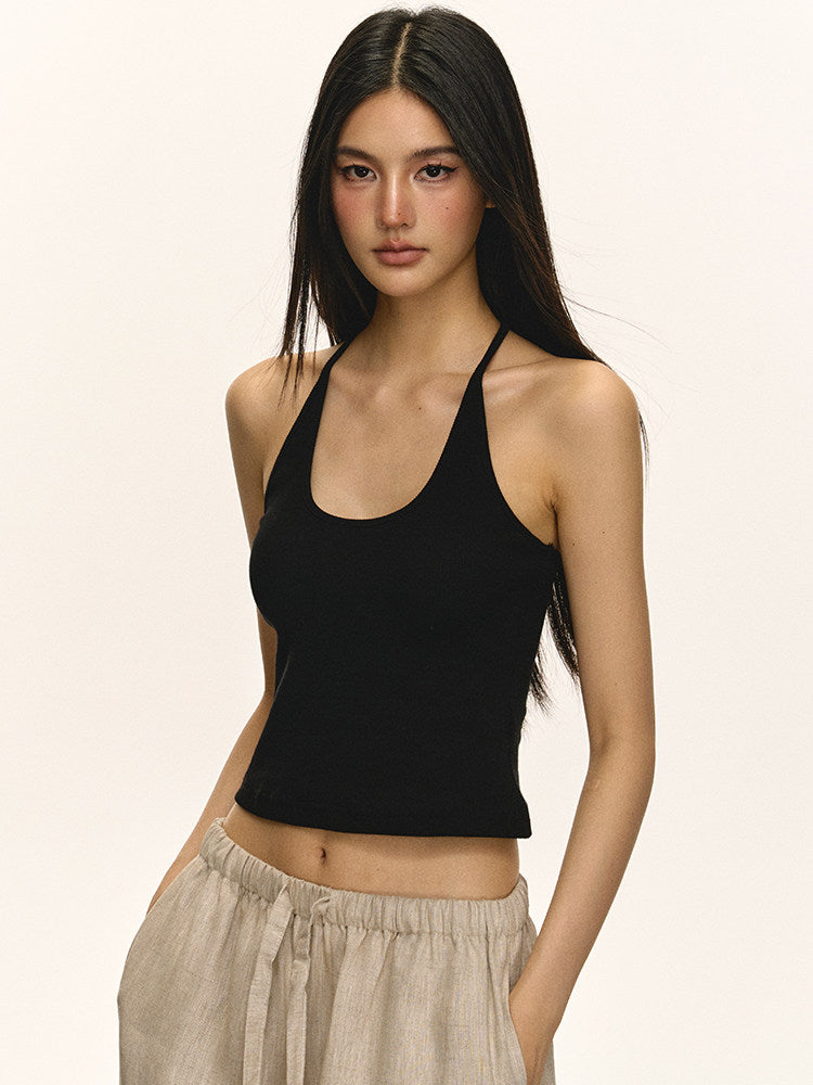 VEYBE Fangyuan style U-length tank top for women, 2026 slim sleeveless knit inner layer, camisole top