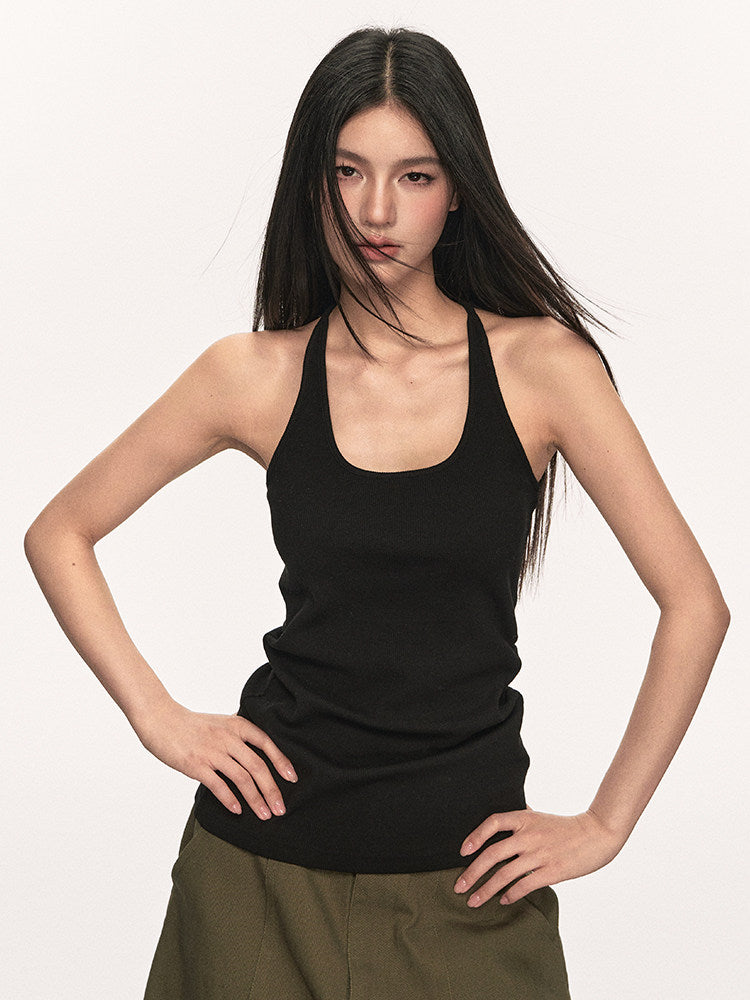 VEYBE Fangyuan style U-length tank top for women, 2026 slim sleeveless knit inner layer, camisole top