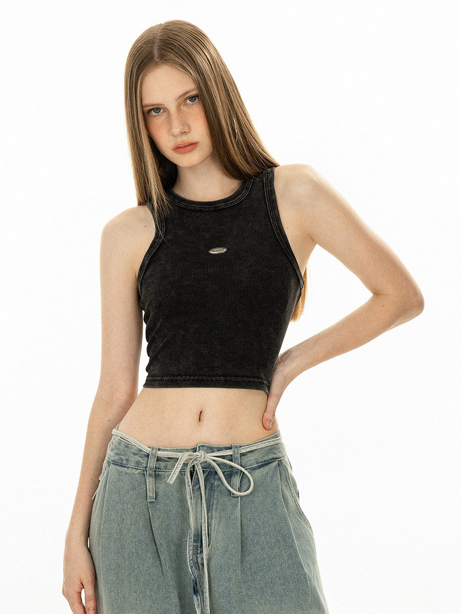 VEYBE Homemade American Washed Stir-fried I-Line Vest Women's 2026 Summer Outer Wear with a Short Sleeveless Top Inside