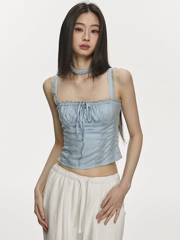 VEYBE Tencel lace lace camisole for women, new summer design, niche and unique trendy top