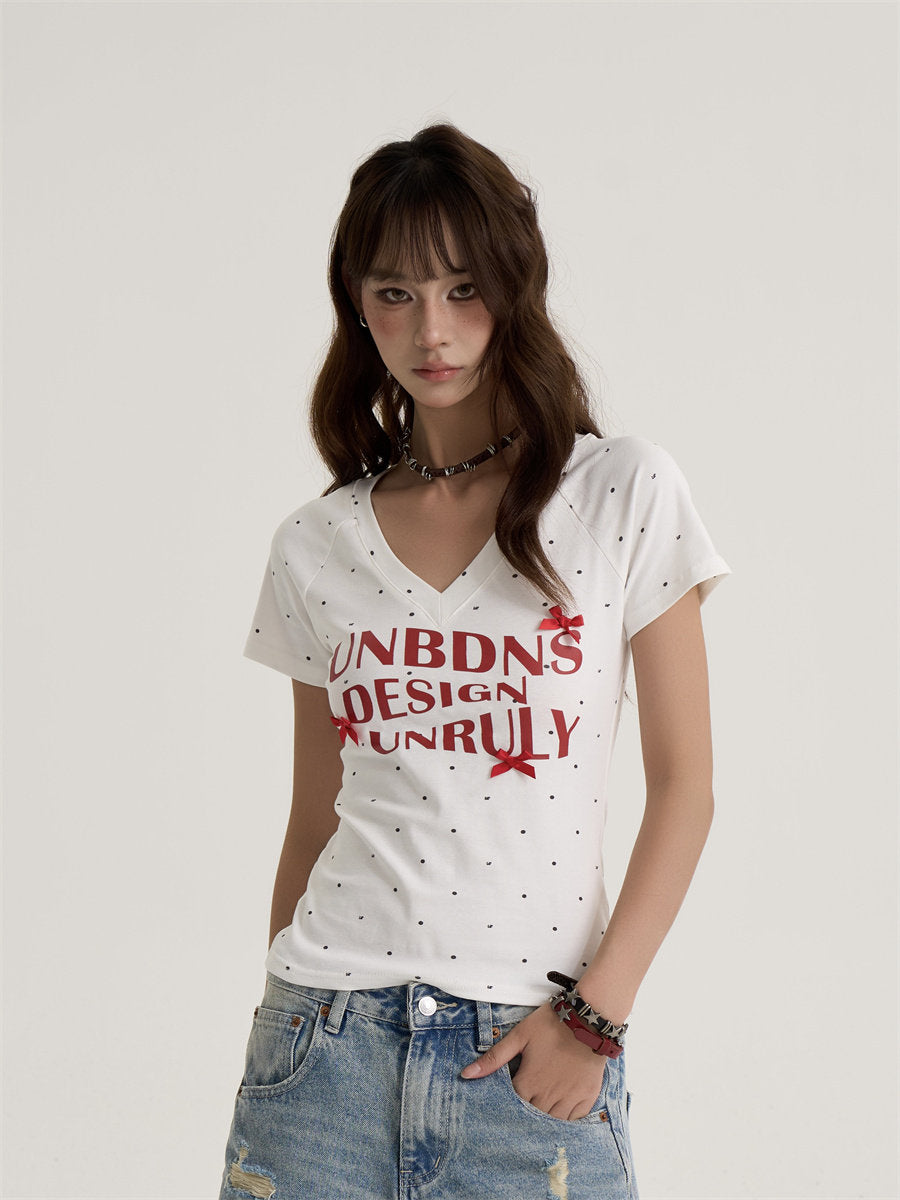 Women’s Polka Dot Graphic Crew-Neck T-Shirt