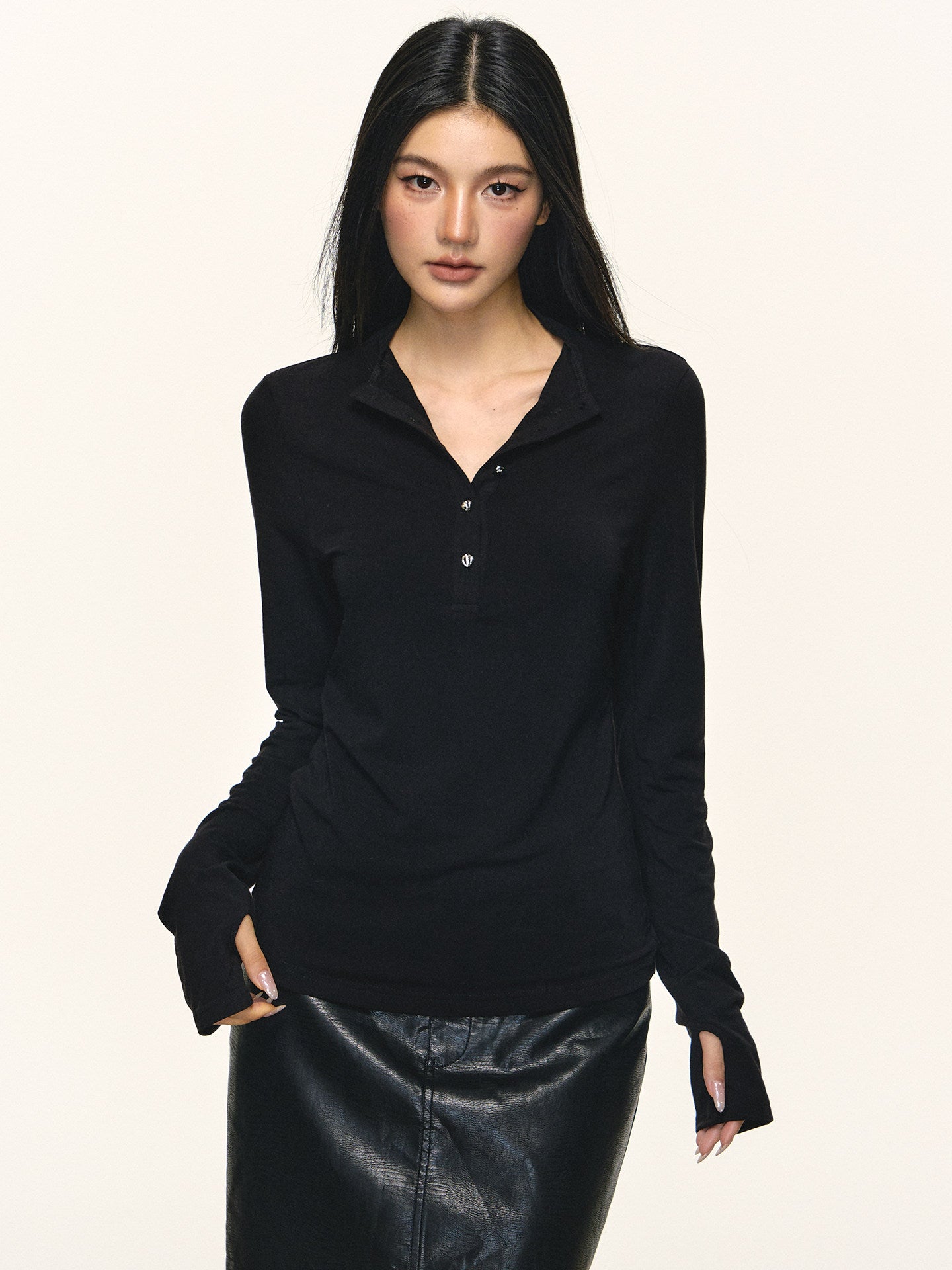 Brown Tencel Wool Henley Base Shirt