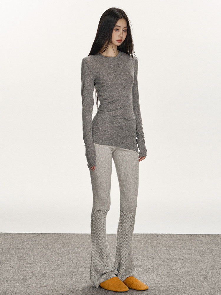 Tencel Wool Knit Fitted T-Shirt