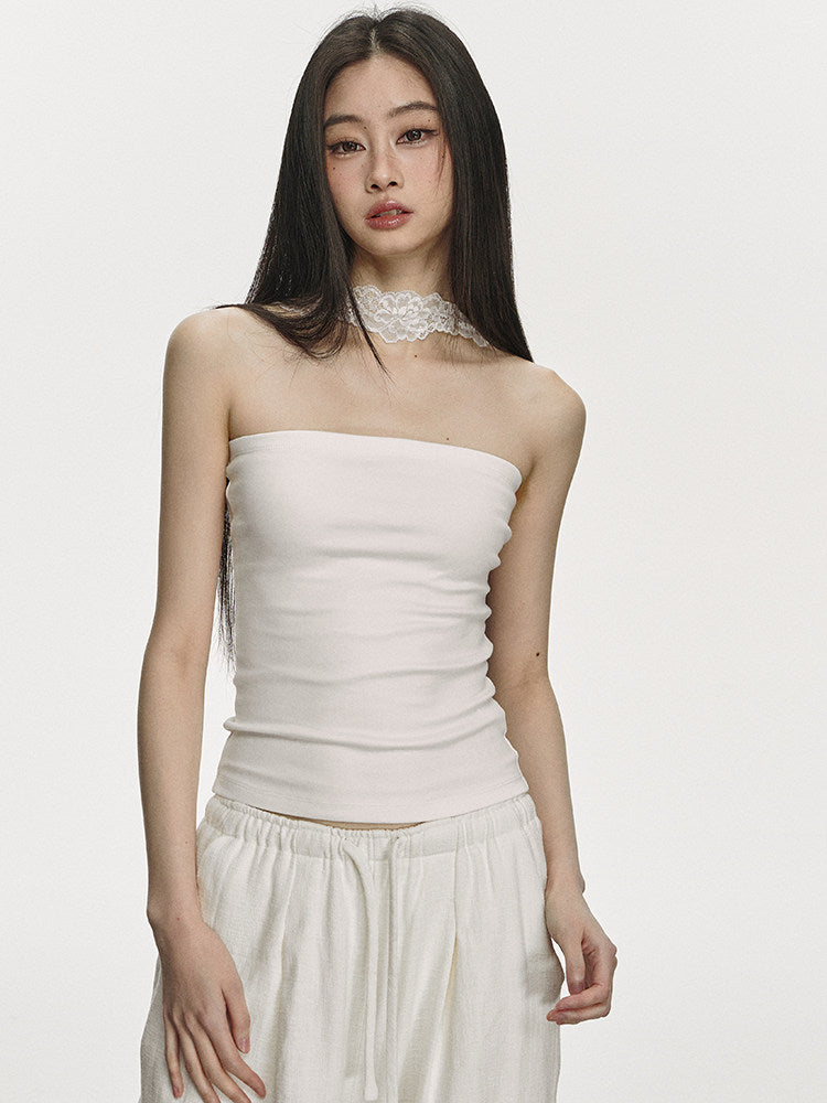VEYBE lace halter neck vest women's summer wear waist slimmer sleeveless bandeau off-the-shoulder top tide