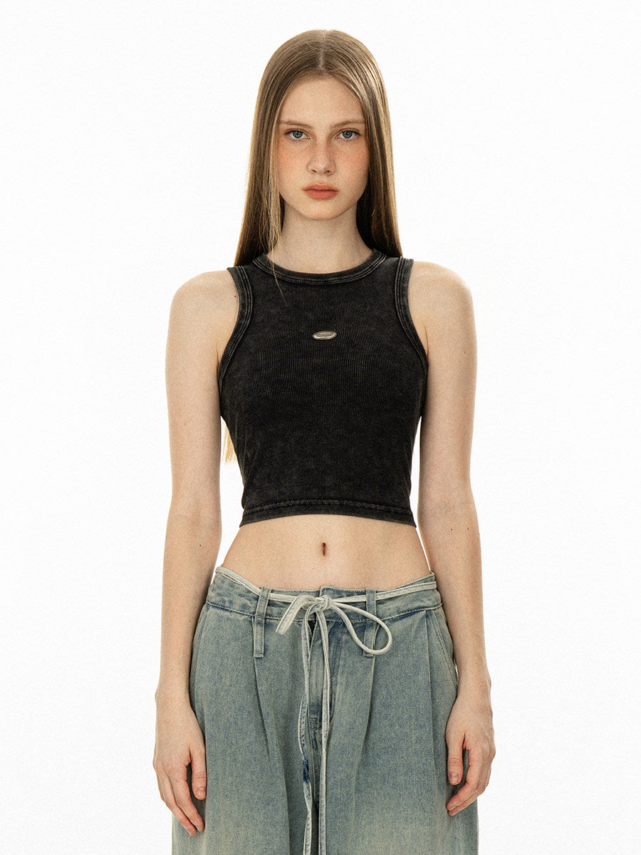 VEYBE Homemade American Washed Stir-fried I-Line Vest Women's 2026 Summer Outer Wear with a Short Sleeveless Top Inside