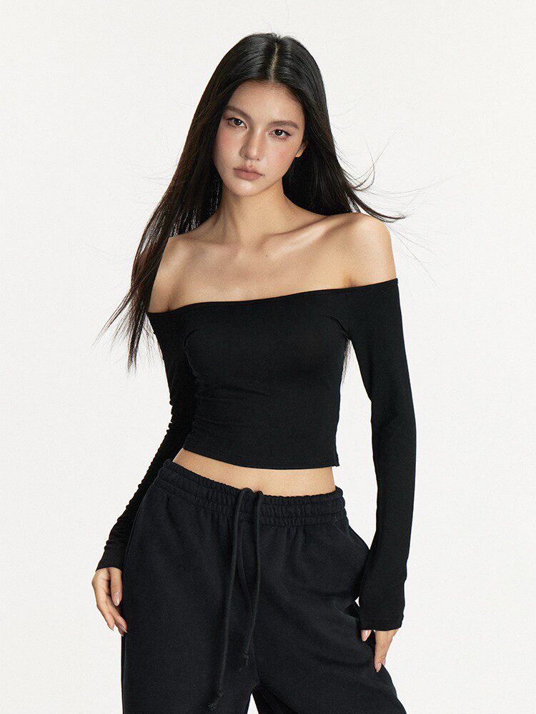 VEYBE Casual Fashion Suit Women's Spring and Autumn One-Shoulder Off-the-Shoulder Knitted Long Sleeve Top Pants Two-Piece Set