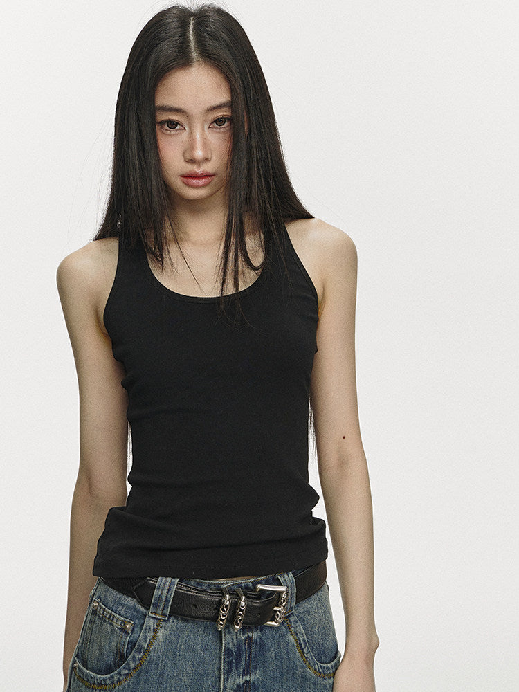 VEYBE Women's Sleeveless Tank Top 2026 Short Slim Sleeveless Knit Inner Strap Top Trendy