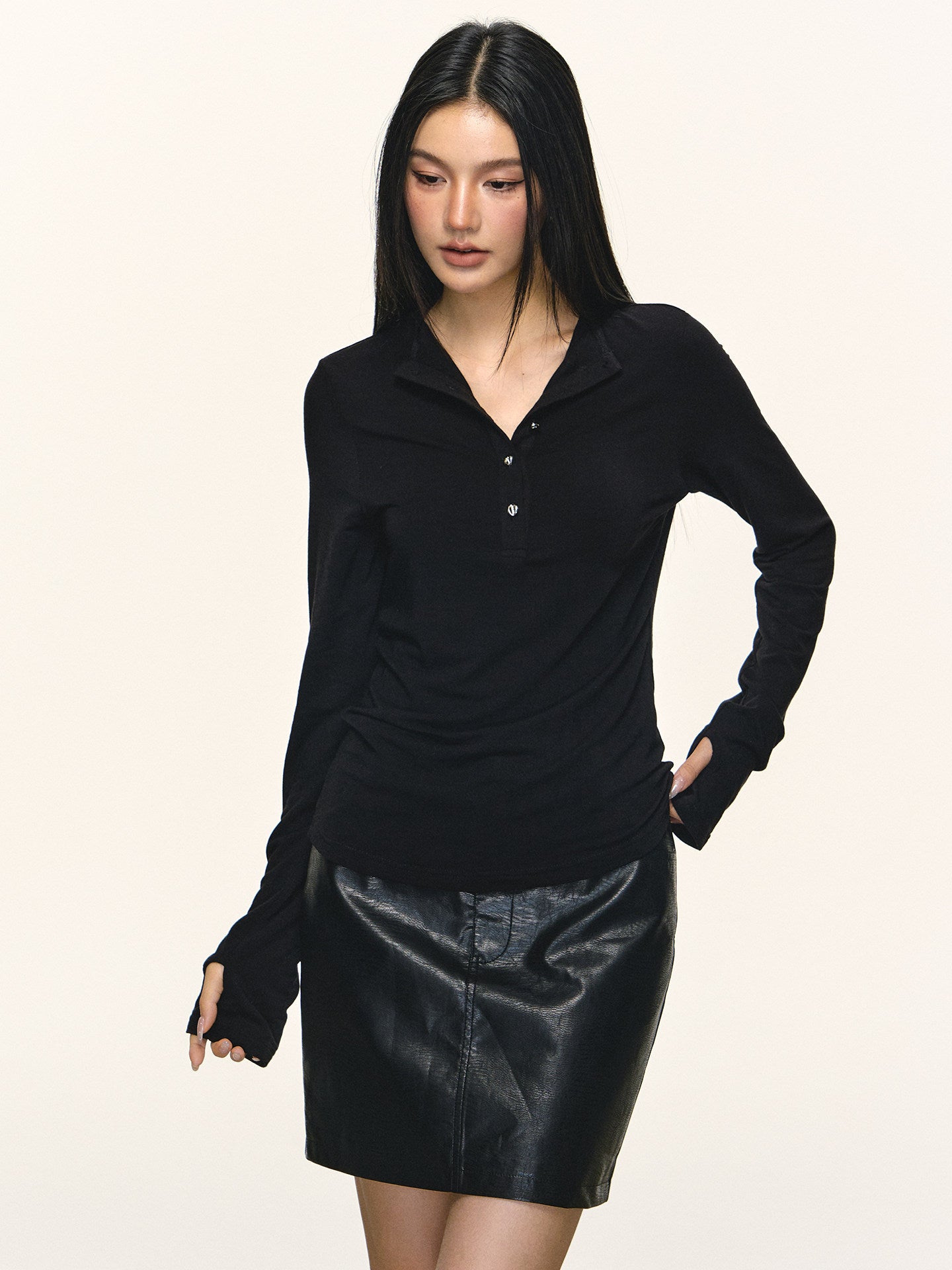 Brown Tencel Wool Henley Base Shirt