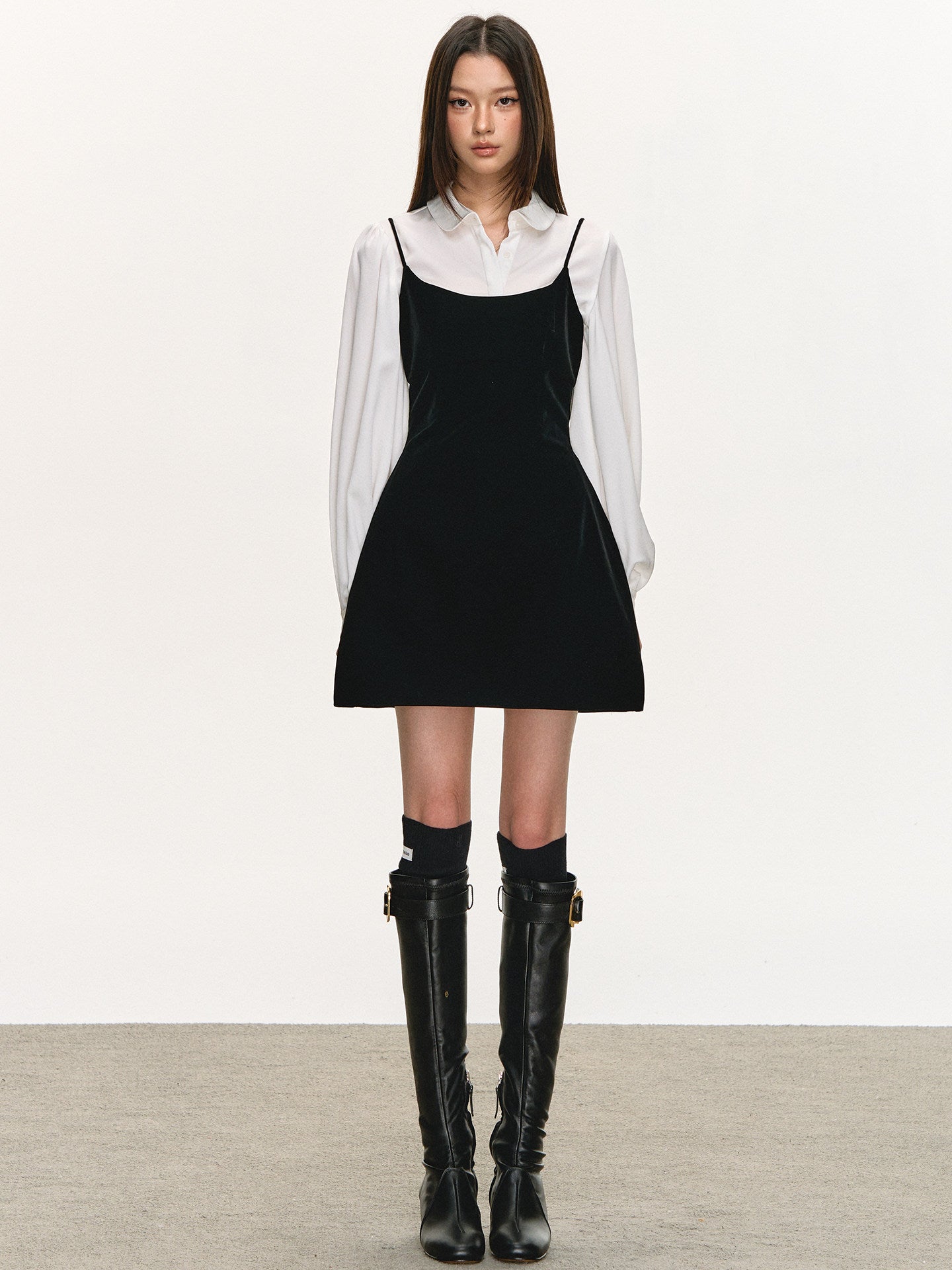 White A-Line Velvet Dress