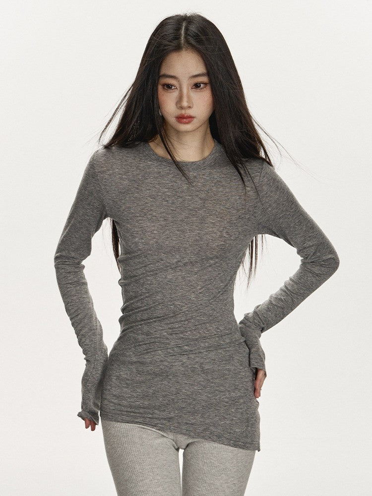 Tencel Wool Knit Fitted T-Shirt