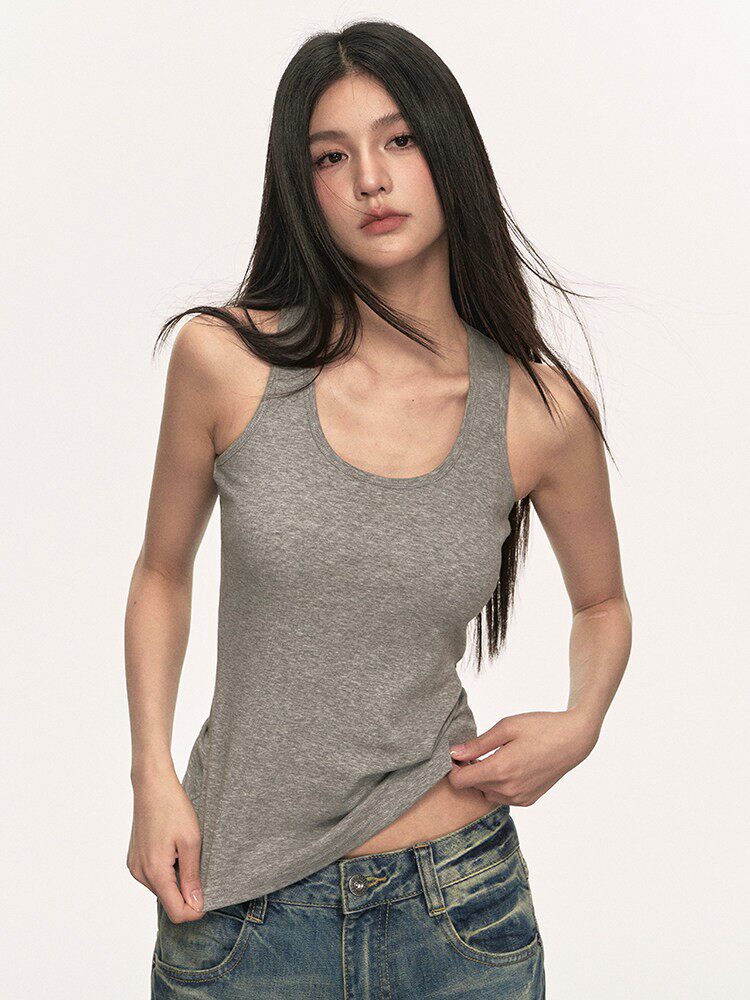 VEYBE Women's Sleeveless Tank Top 2026 Short Slim Sleeveless Knit Inner Strap Top Trendy