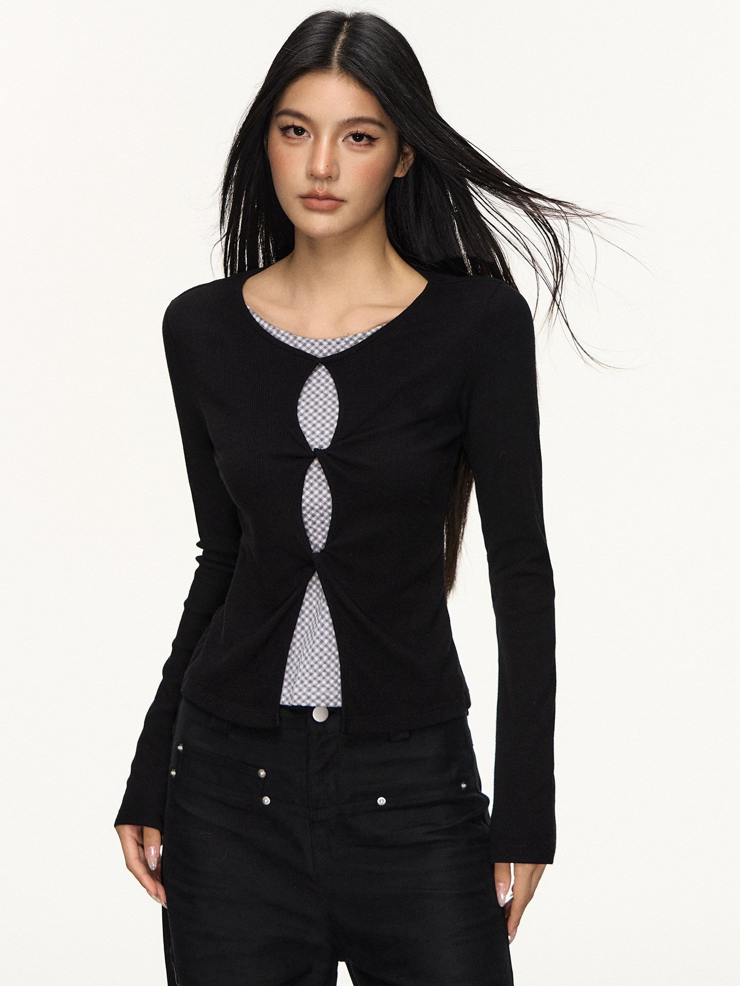 Color-Block Plaid Two-Piece Shirt