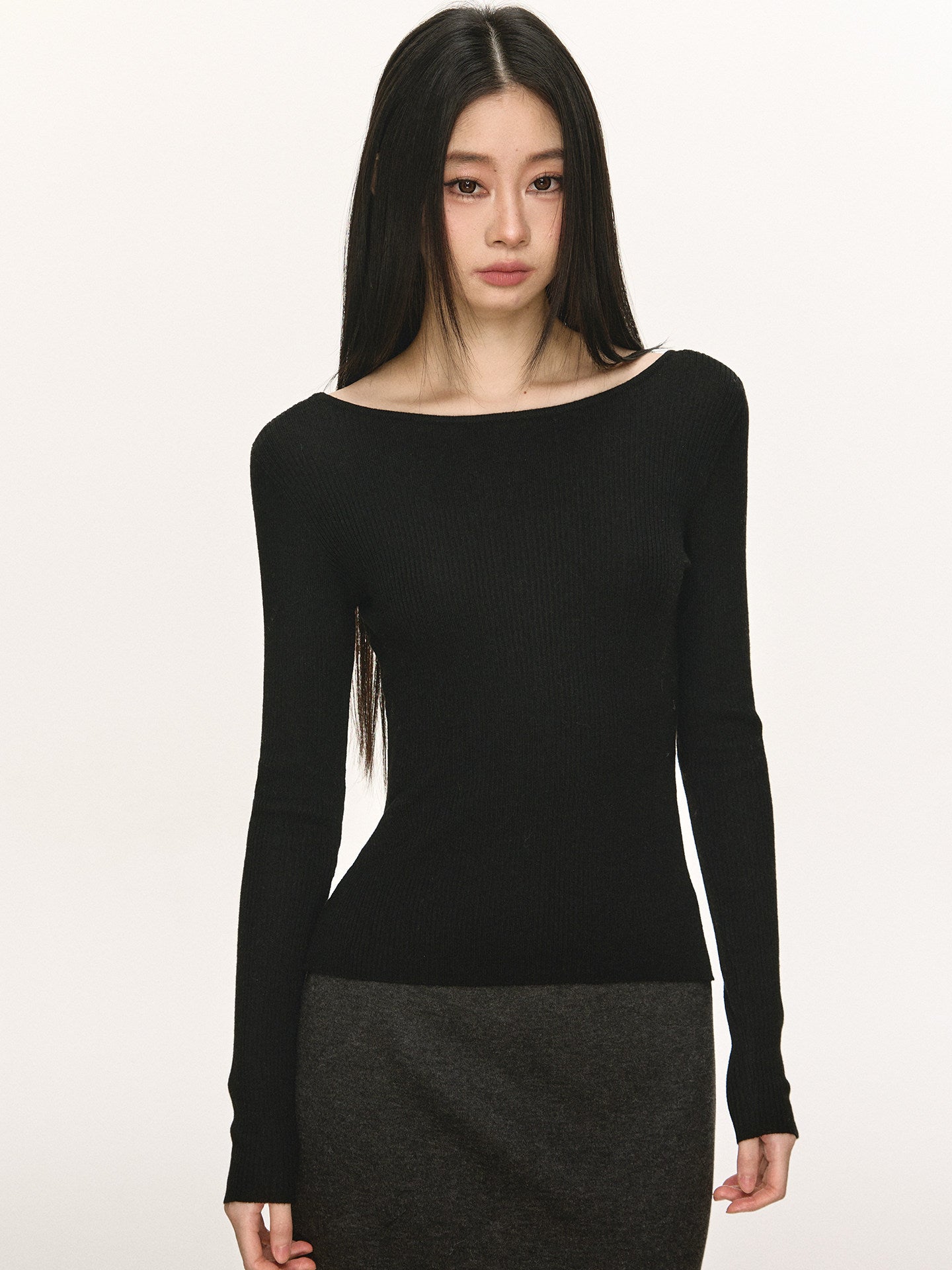 Black Cut-Out Long-Sleeve Shirt