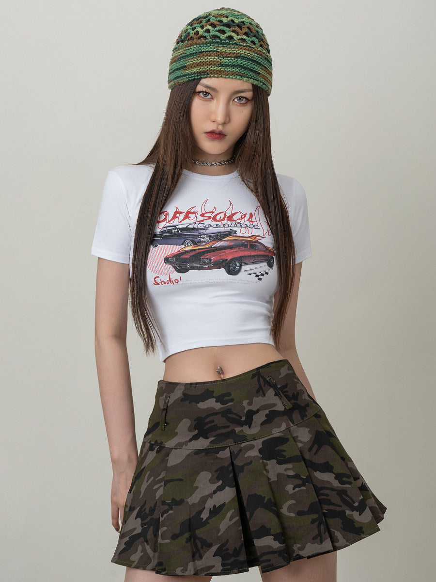 VEYBE Homemade American Retro Chariot of Fire Short Sleeve T-Shirt Women's Spring Summer 2023 abg Babes Top