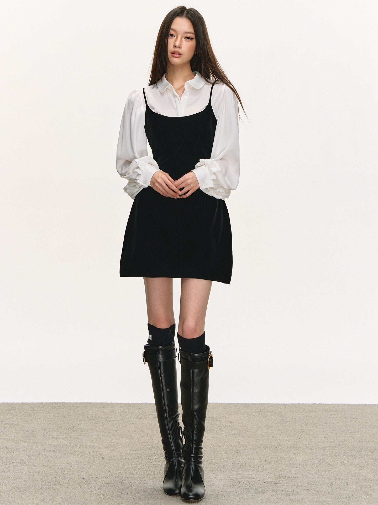 White A-Line Velvet Dress