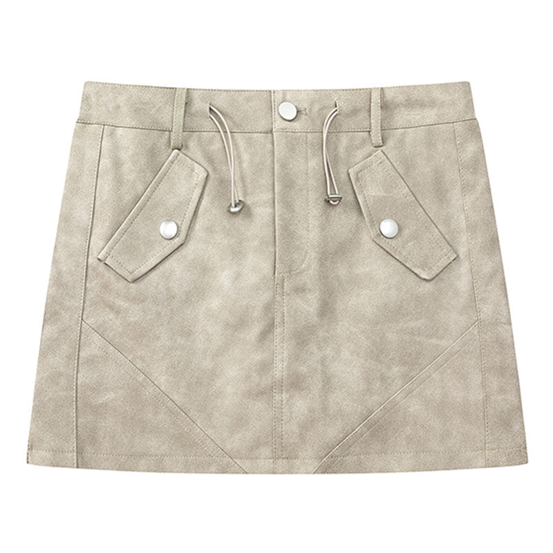 VEYBE original distressed American retro hottie short A-line skirt women's spring and autumn hip skirt ins step skirt