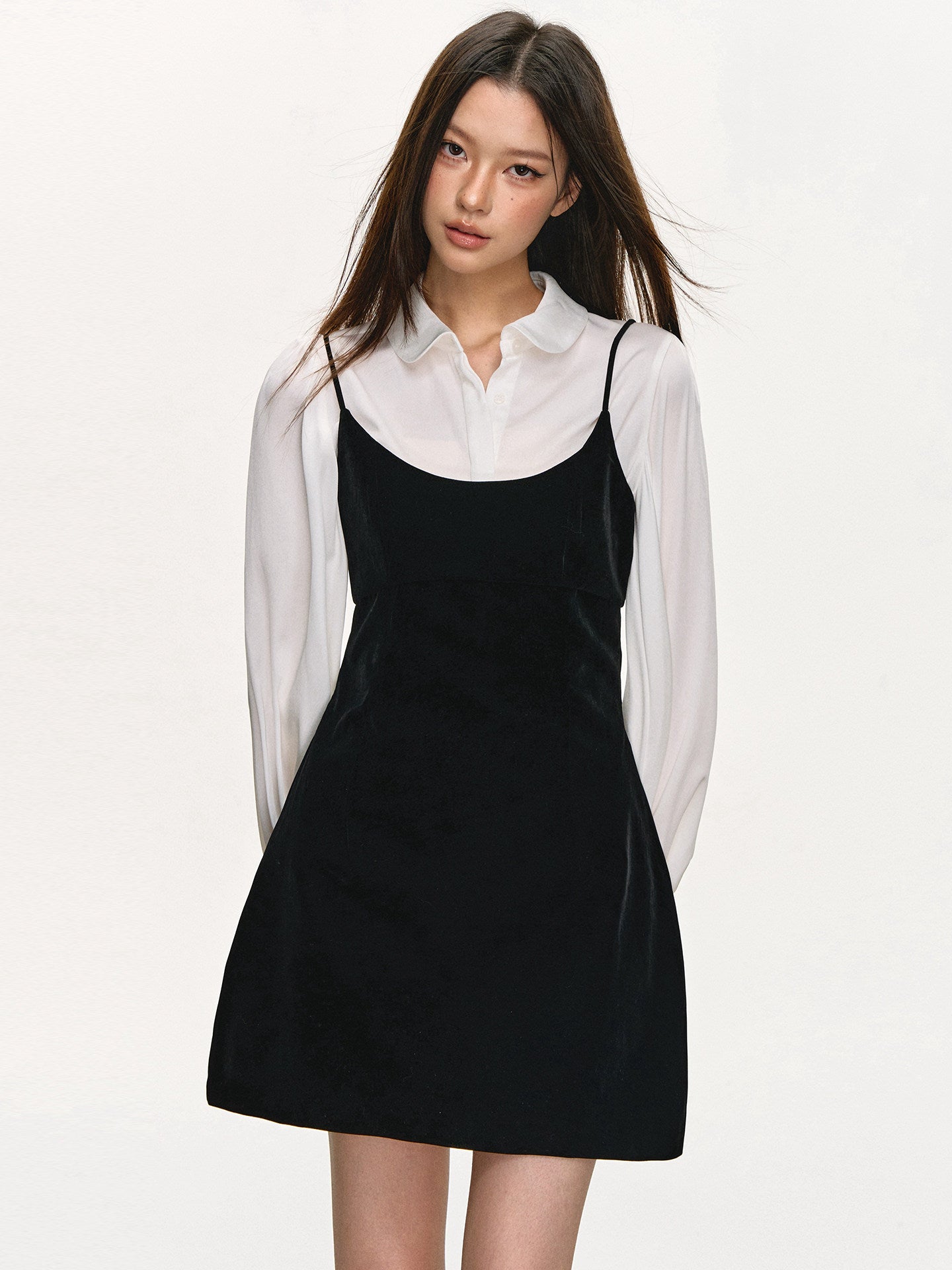 White A-Line Velvet Dress
