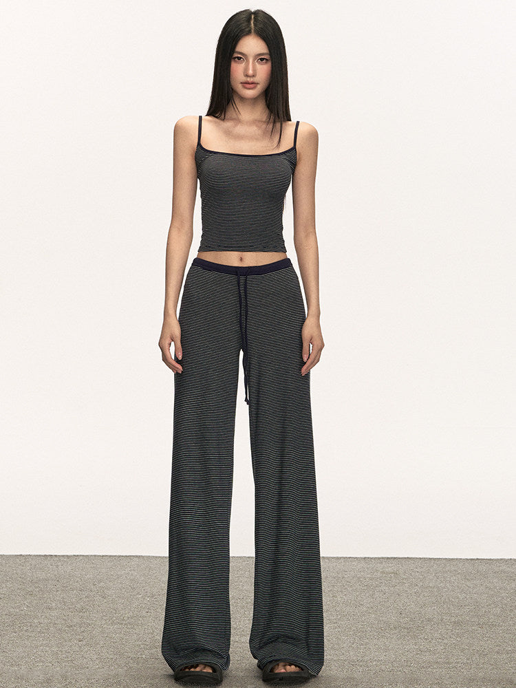 VEYBE striped suit women's summer vest suspender women's design sense niche casual versatile pants two-piece set
