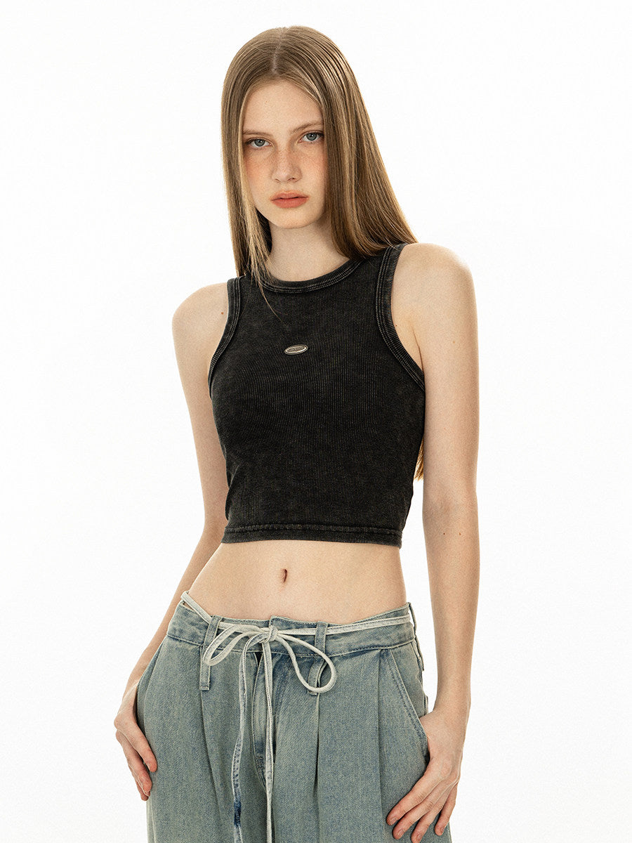 VEYBE Homemade American Washed Stir-fried I-Line Vest Women's 2026 Summer Outer Wear with a Short Sleeveless Top Inside