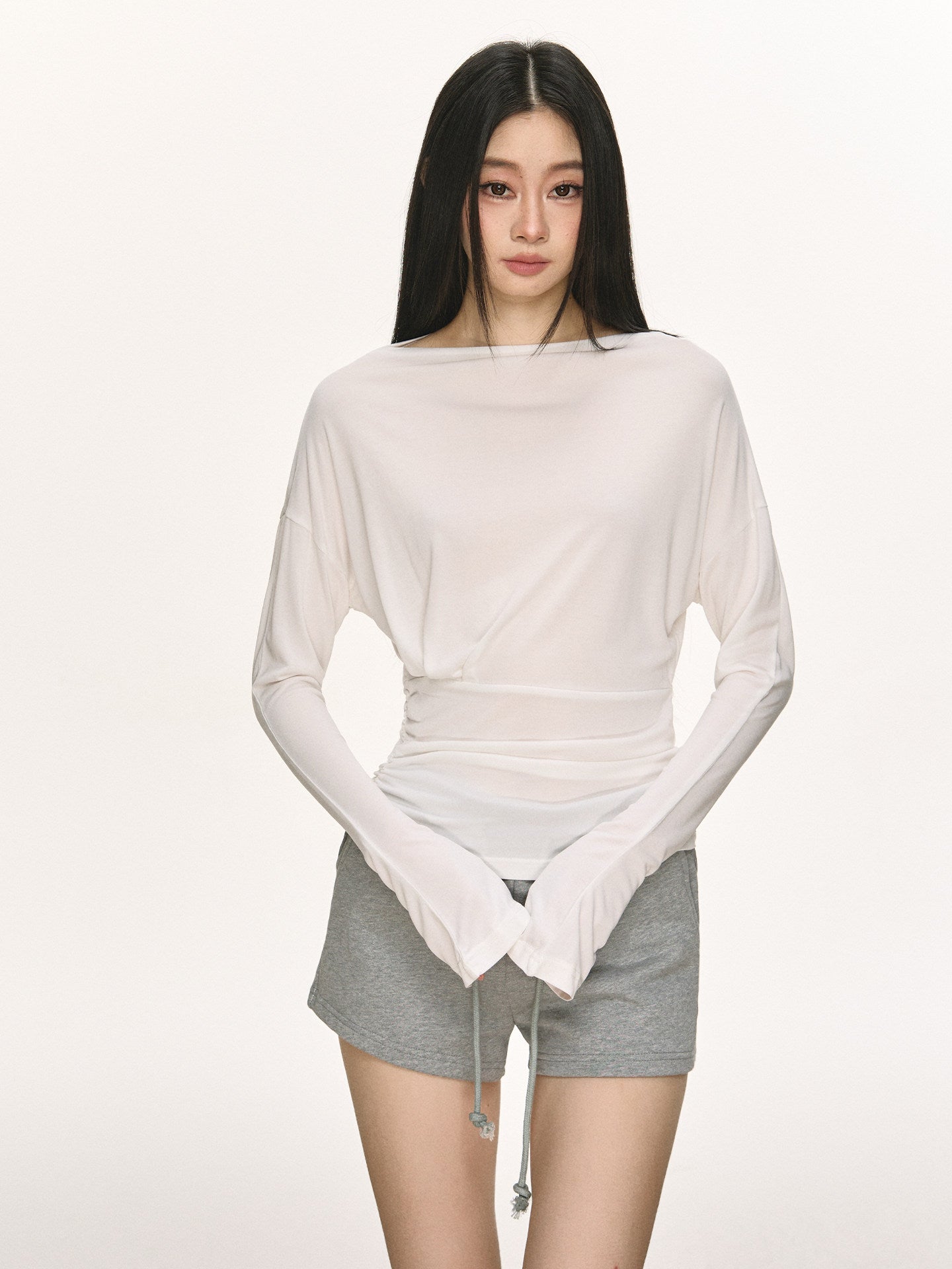 Cross-Shoulder Long-Sleeve T-Shirt