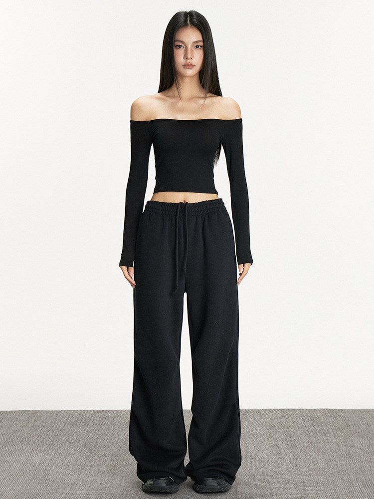 VEYBE Casual Fashion Suit Women's Spring and Autumn One-Shoulder Off-the-Shoulder Knitted Long Sleeve Top Pants Two-Piece Set