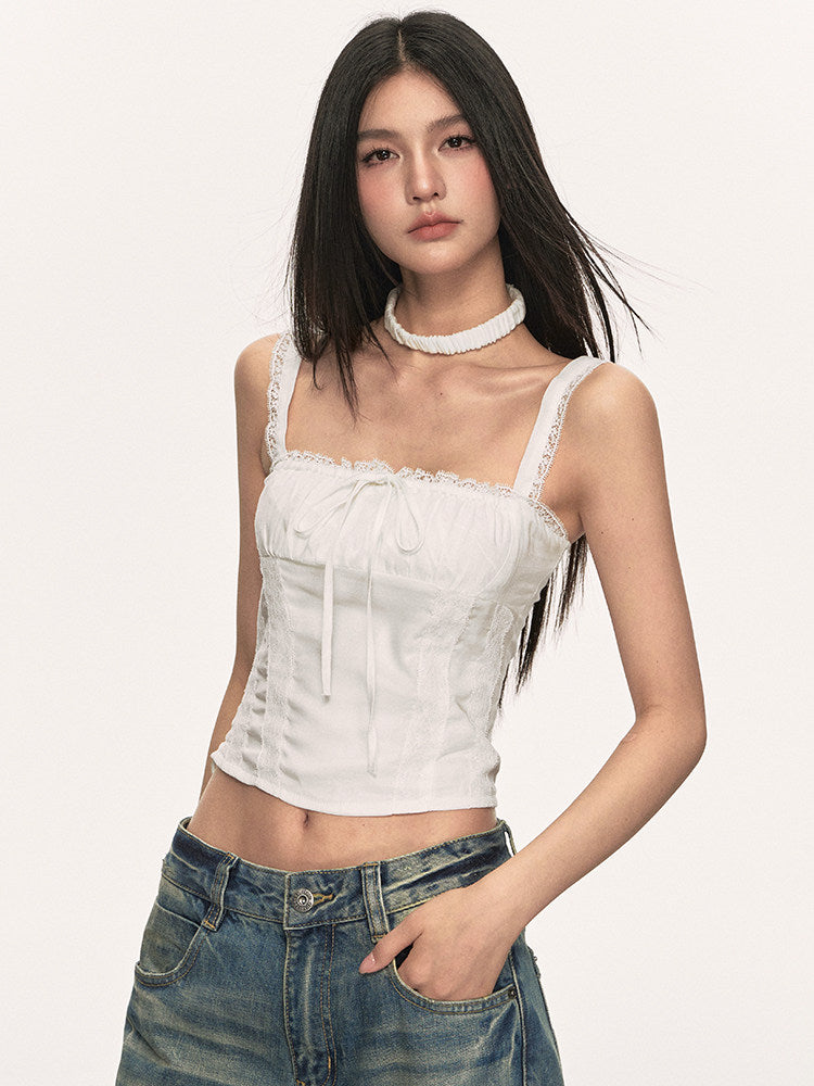 VEYBE Tencel lace lace camisole for women, new summer design, niche and unique trendy top