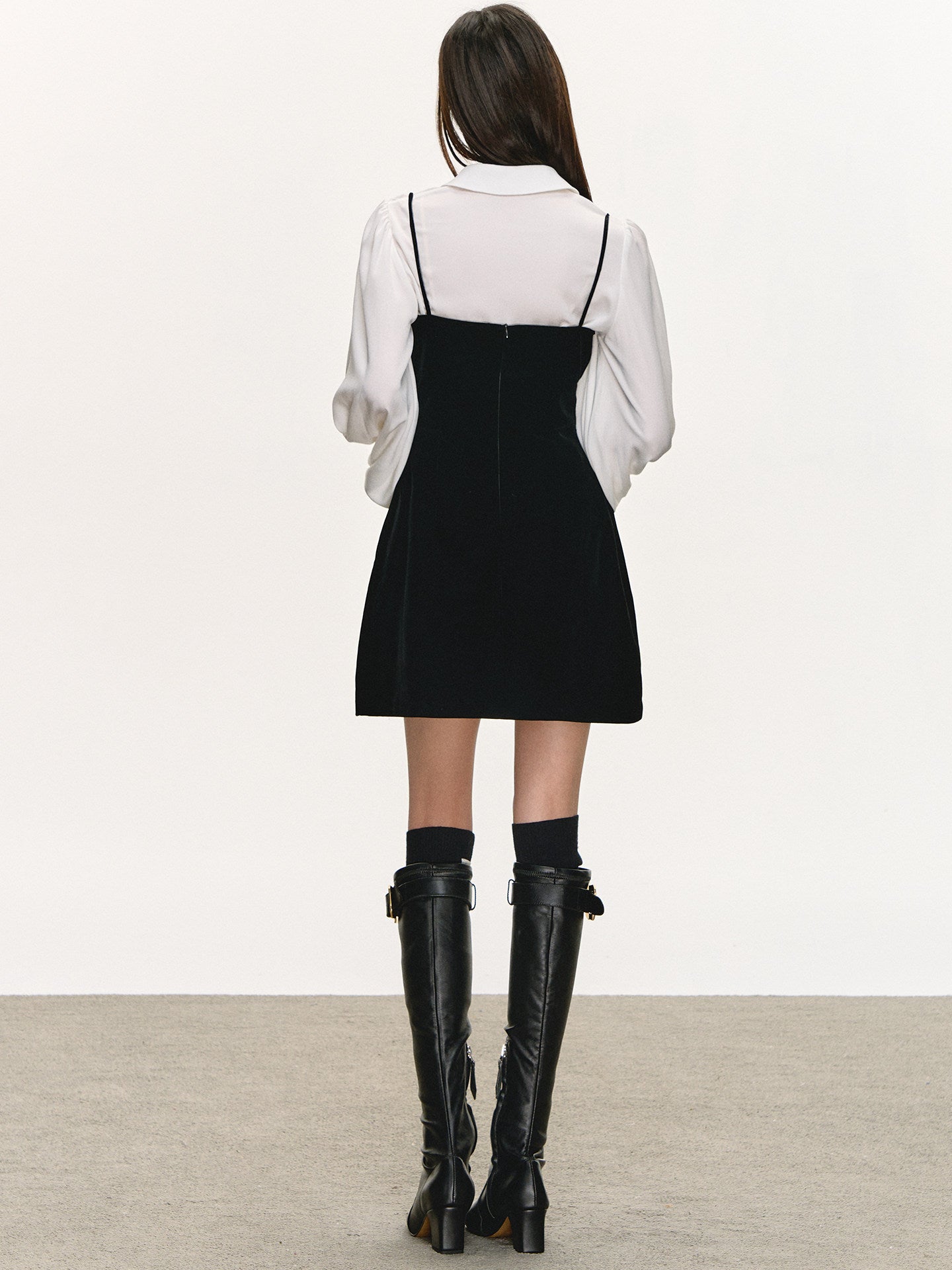 White A-Line Velvet Dress