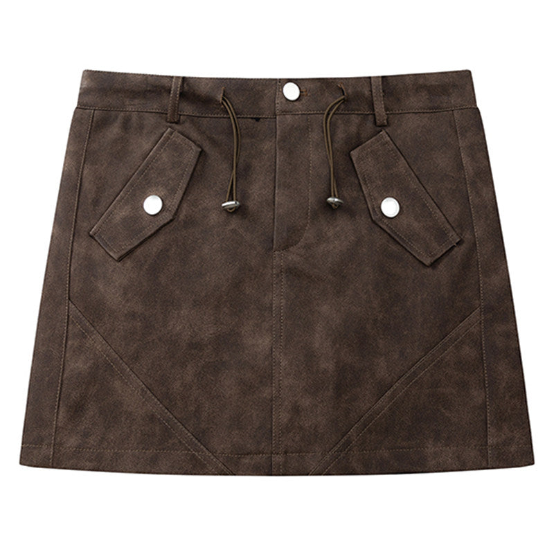 VEYBE original distressed American retro hottie short A-line skirt women's spring and autumn hip skirt ins step skirt