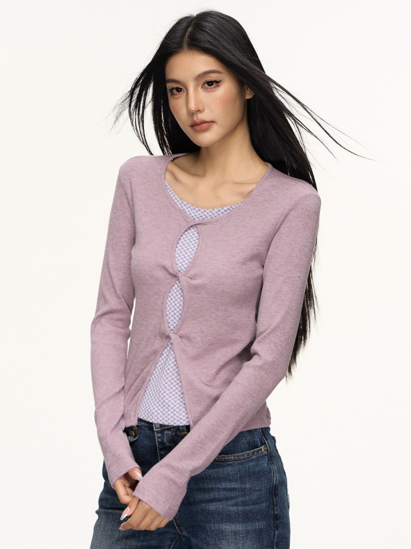 Color-Block Plaid Two-Piece Shirt