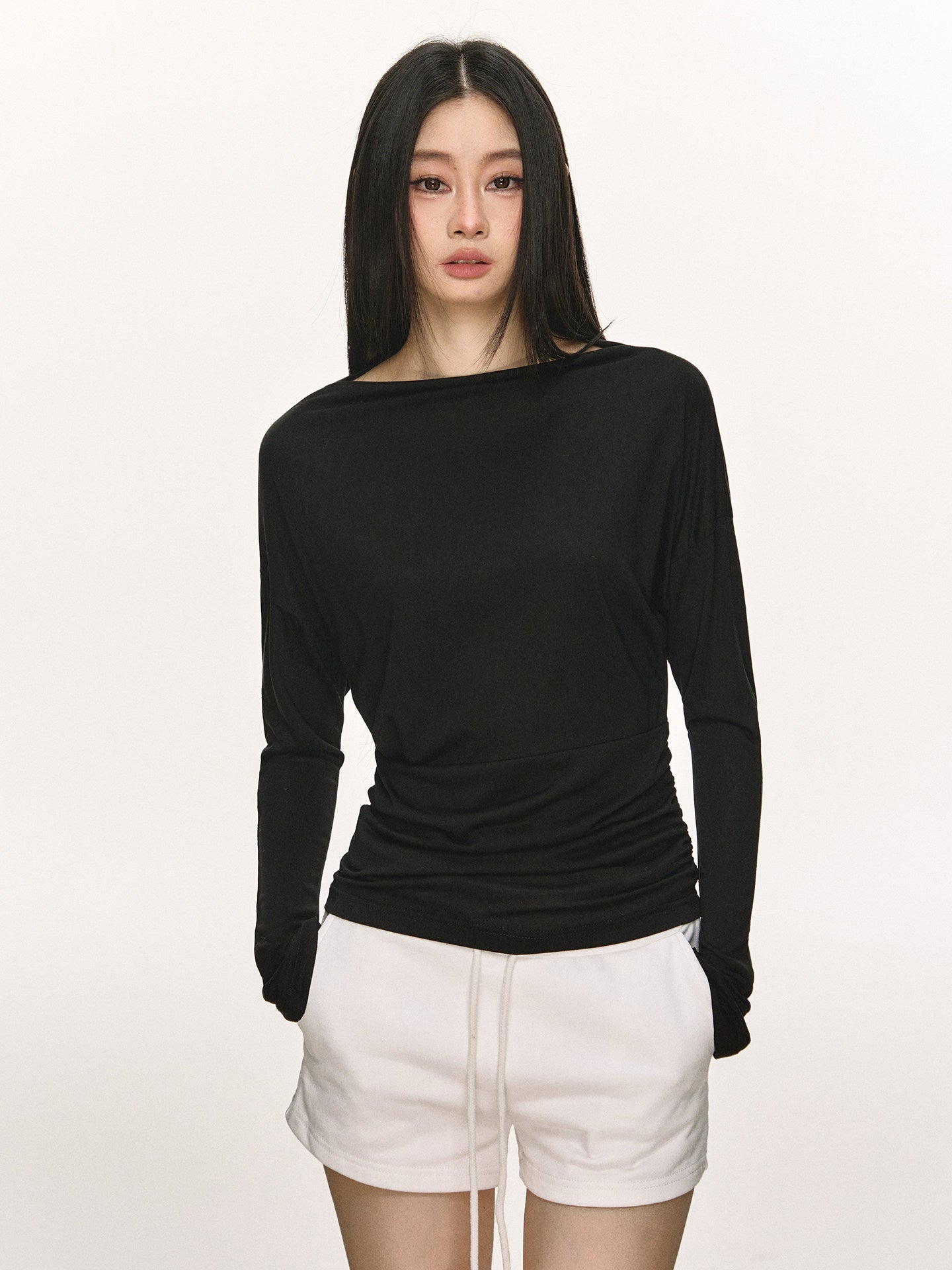 Cross-Shoulder Long-Sleeve T-Shirt